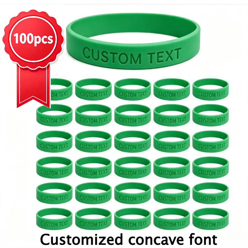 100pcs Custom Silicone Wristbands, Personalised Gift Set